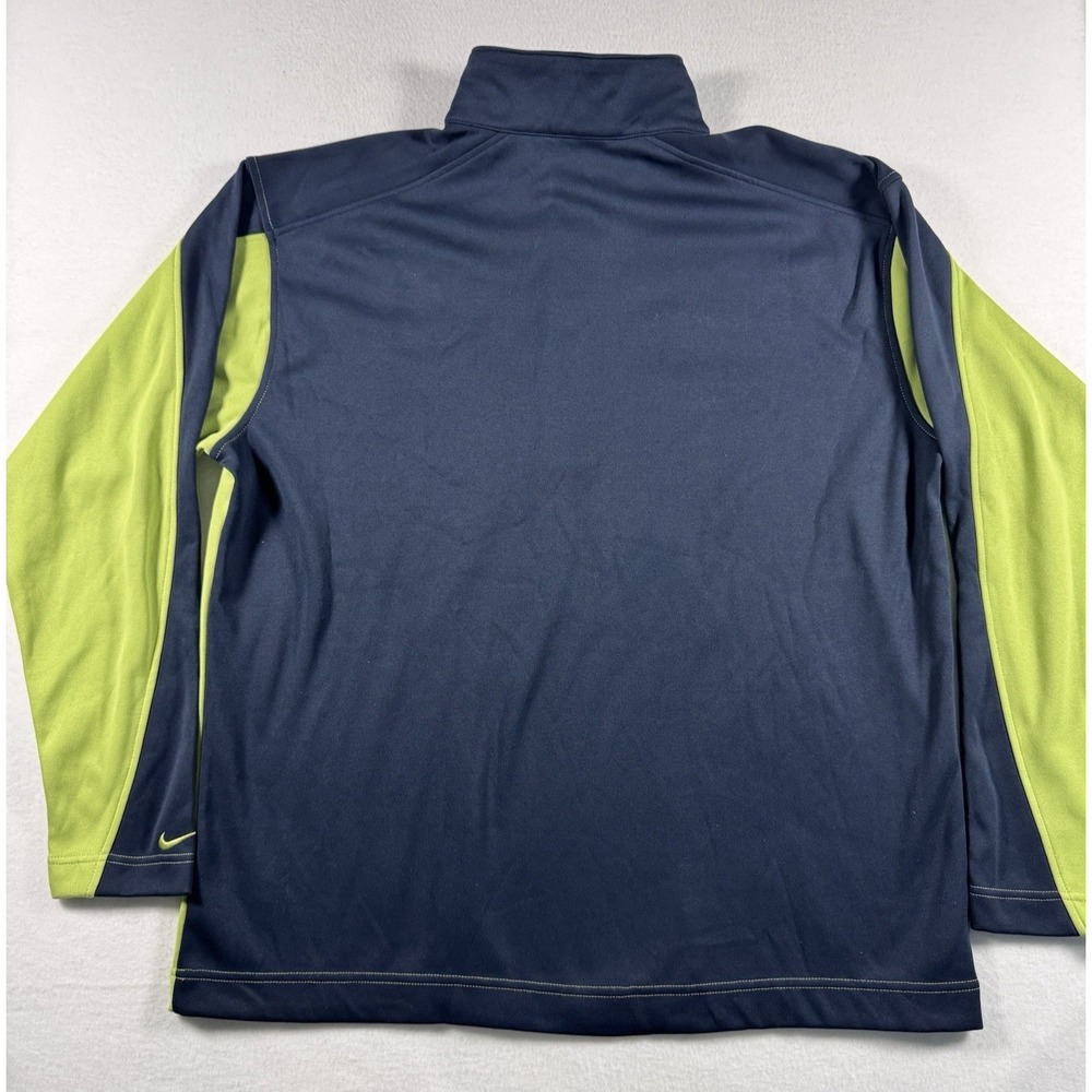 Nike Golf Dri-FIT Pullover Men XXL Lime Green Navy Blue 1/4 Zip Long Sleeve - Picture 4 of 8